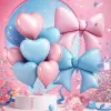 Pink and blue heart-shaped balloon bow decoration is a perfect tool for setting up the atmosphere at wedding parties Specification image